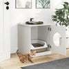 Modern cat litter box enclosure in white with an open door, designed for small to large cats, featuring a stylish look.