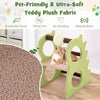 2-tier modern cat tree in green with plush fabric, featuring rotatable sisal scratching ball and playful cat holes.
