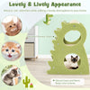 2-tier modern cat tree in vibrant green with dinosaur design, featuring scratching ball and cozy platforms for indoor.