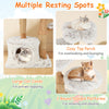 Modern cat tree with cozy top perch, large cat condo, and two padded platforms for lounging and playing.