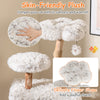 Plush top perch in flower shape on a 53-inch tall cat tree, featuring solid wood branches and jute scratching posts.