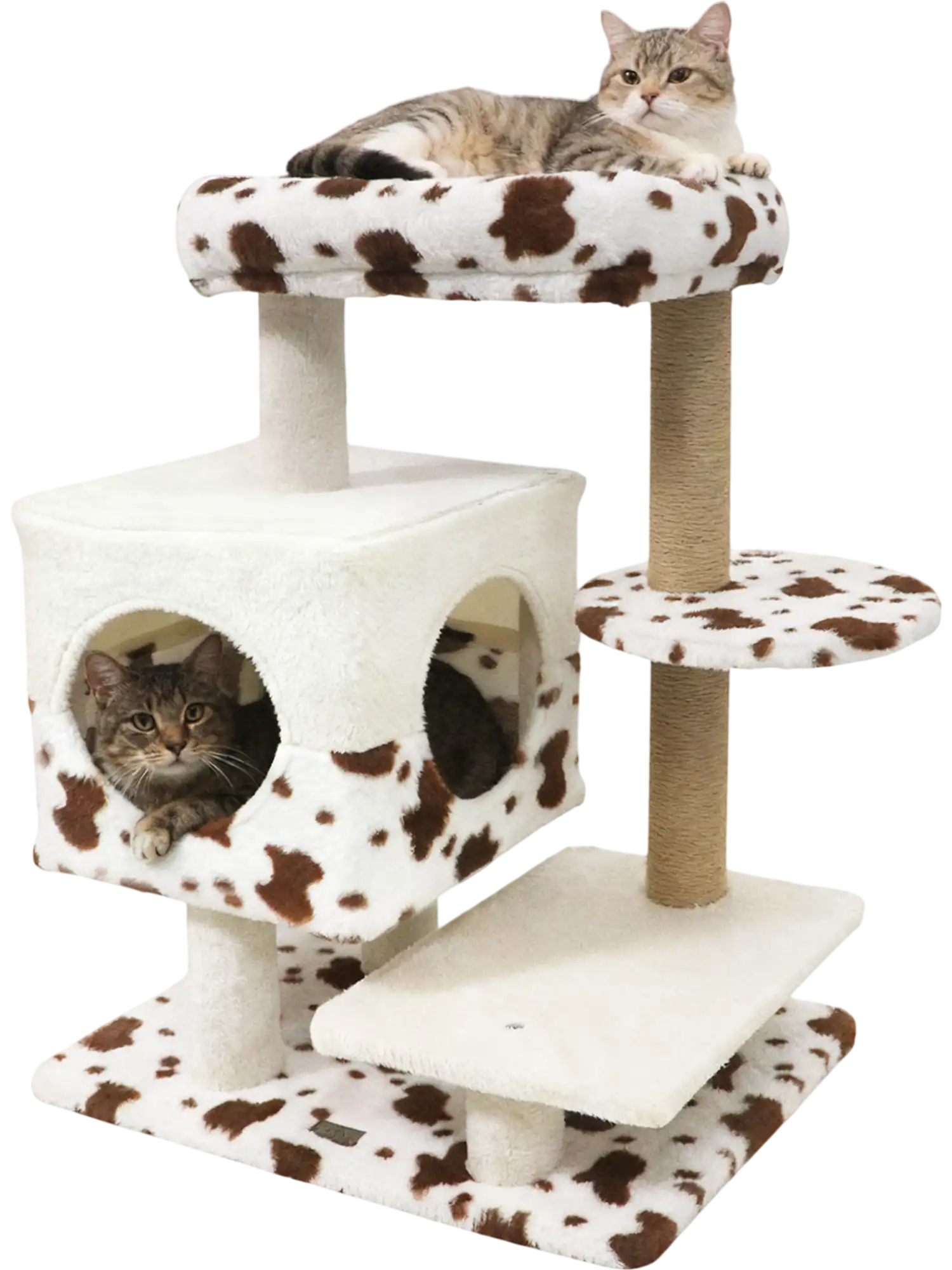 Costway Modern Indoor Cat Tree Tower Wide Upholstered Perch 2-Entrance Condo 57930808 New