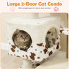 Large 2-door cat condo with soft fabric, providing a cozy lounging space for cats to relax and rest indoors.