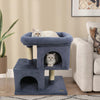 Modern Cat Tree Space-saving Cat Tower with Upholstered Perch and 2 Cat Condos-Dark Grey - Gallery View 1 of 10