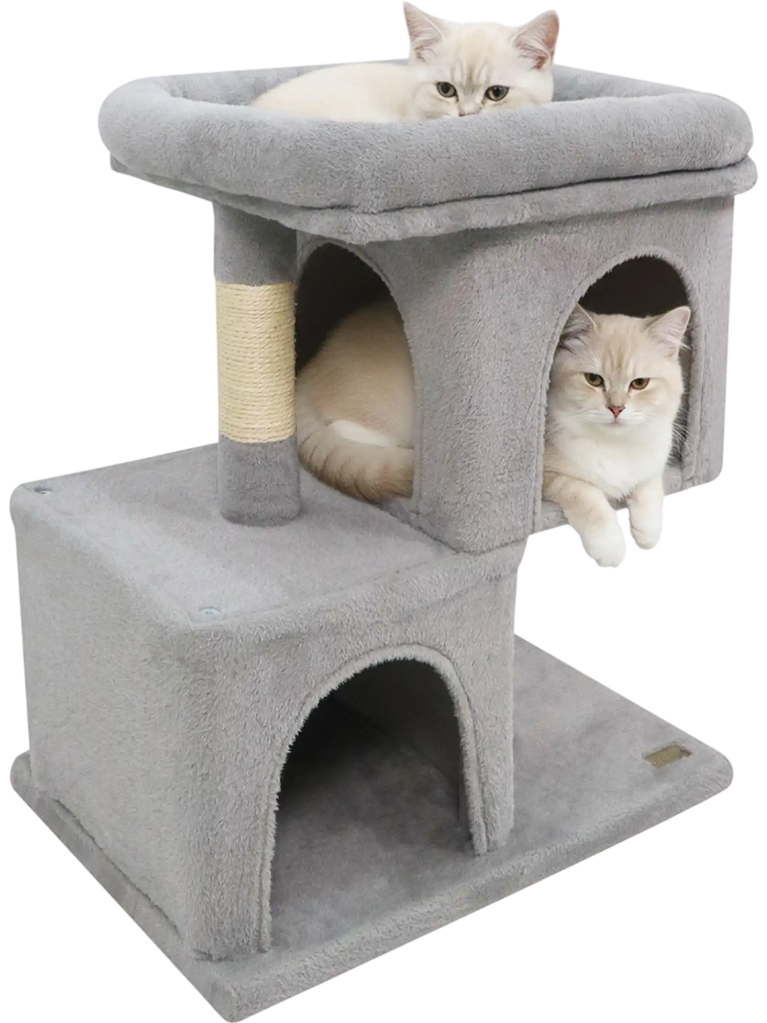 Costway Modern Space-Saving Cat Tree Tower w/ Upholstered Perch 2 Condos 28322697 New