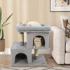 Modern Cat Tree Space-saving Cat Tower with Upholstered Perch and 2 Cat Condos-Gray - Gallery View 1 of 10