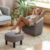 Modern grey club swivel accent chair with ottoman footrest, featuring a curved backrest for ergonomic support.