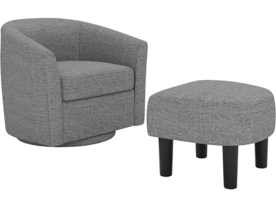 Costway Swivel Accent Chair with Ottoman Modern Club Curved Backrest 78941325 New