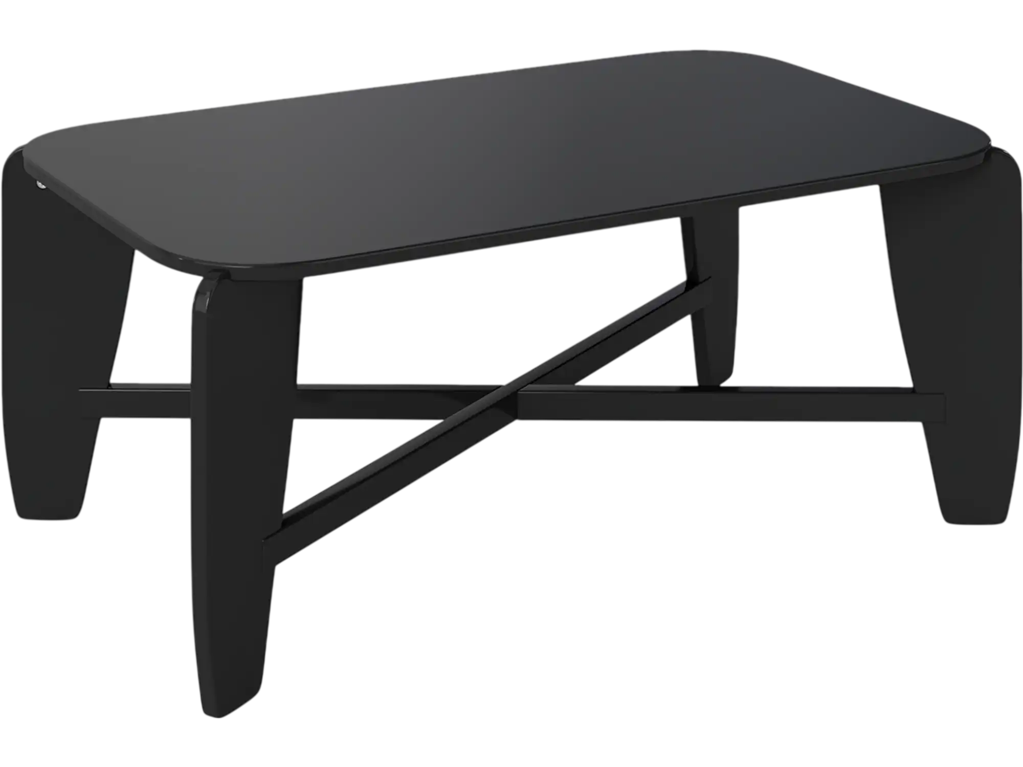 Costway Modern Rectangular Coffee Table Rubber Wood Cross-Leg Base 32426327 New