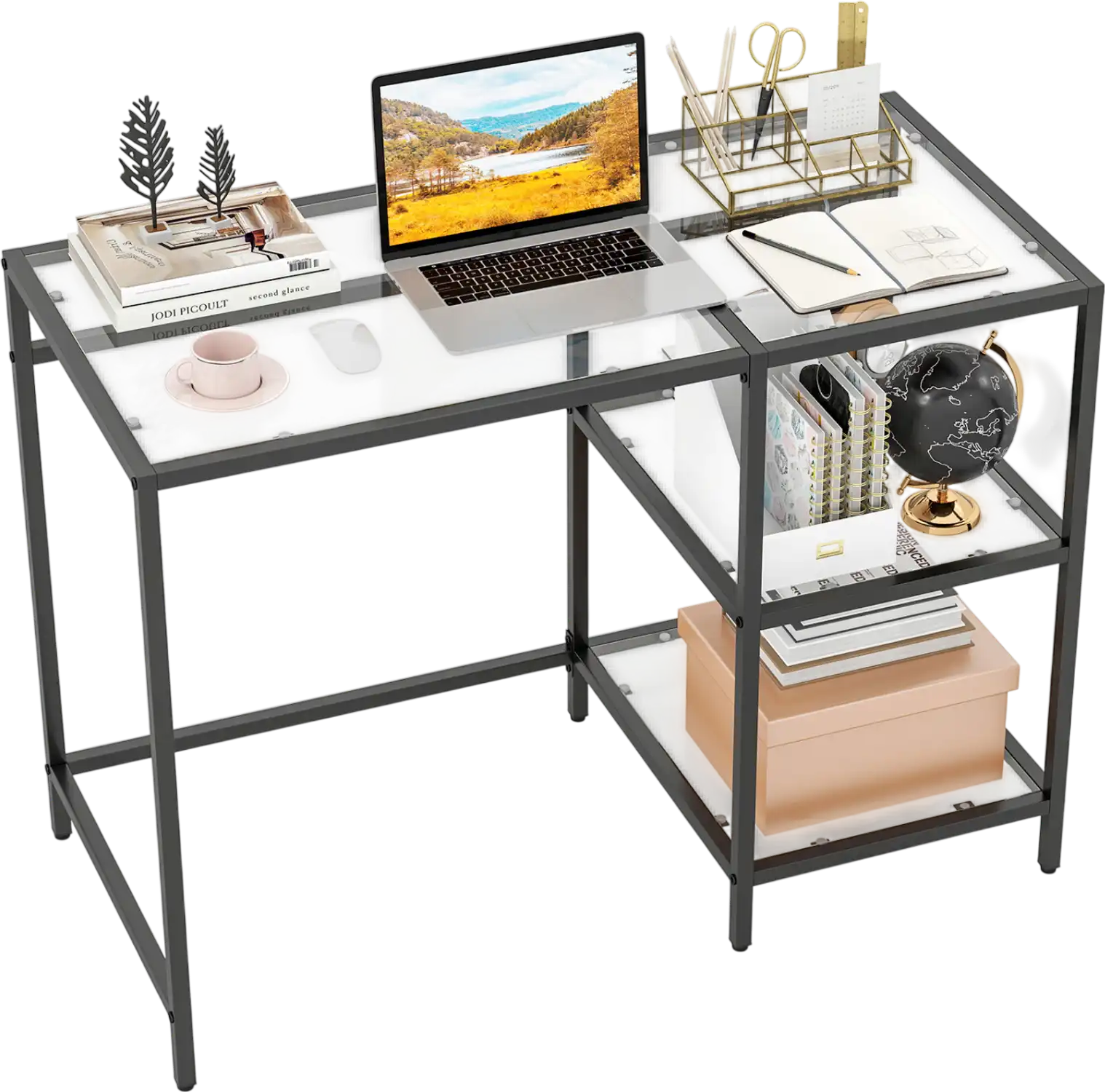 Costway Modern Console Table 2 Open Shelves Metal Frame 64159327 New