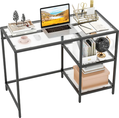Costway Modern Console Table Desk 2 Open Shelves Metal Frame 64159327 New