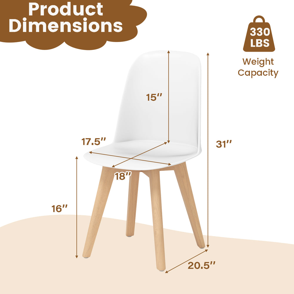 Modern dining chair dimensions with solid beech wood legs, ergonomic tilt backrest, and 330 lbs weight capacity.