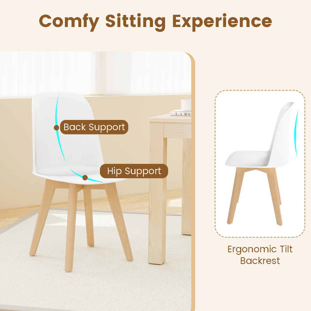 Modern dining chair with ergonomic tilt backrest and solid beech wood legs, perfect for dining or office use.