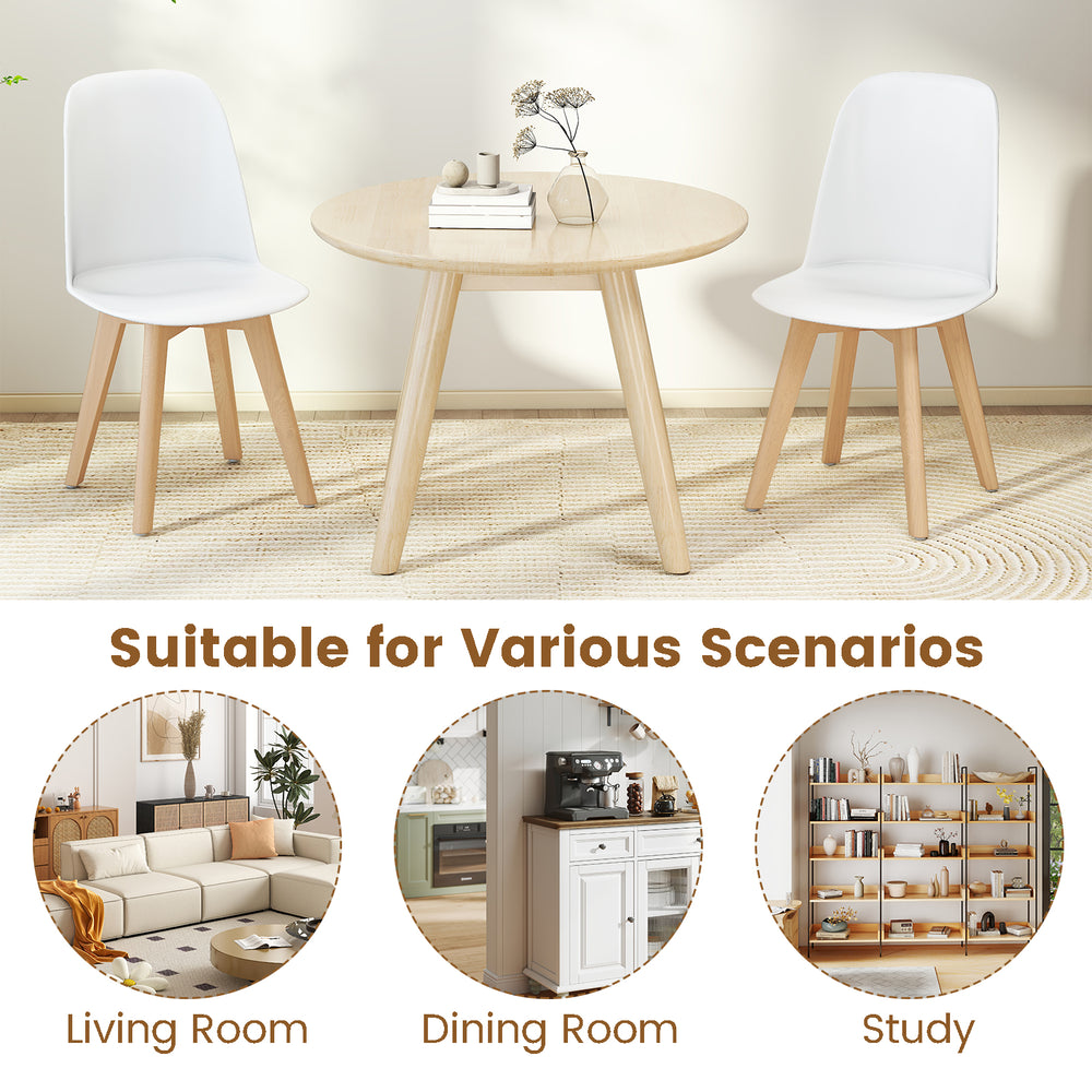 Modern dining chair set of 2 with solid beech wood legs and ergonomic tilt backrests, ideal for various living spaces.