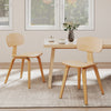 Set of 2 modern dining chairs with natural rubber wood veneer, featuring ergonomic backrests for comfort in dining.