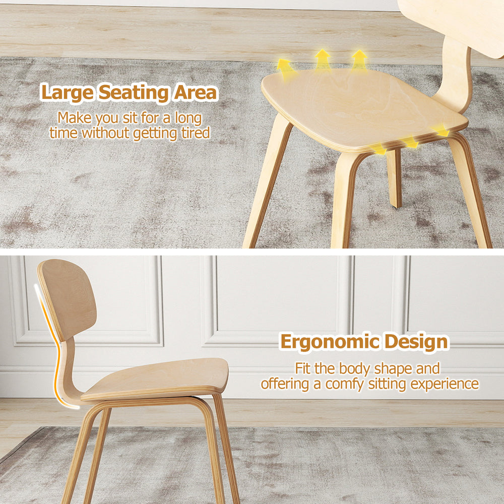 Modern dining chair with wide seat and ergonomic design, featuring a natural rubber wood veneer for durability.