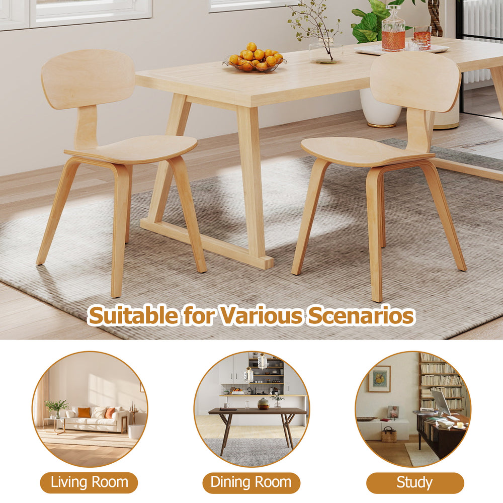 Modern dining chair set of 2 with ergonomic backrest and rubber wood veneer, perfect for dining rooms and studies.