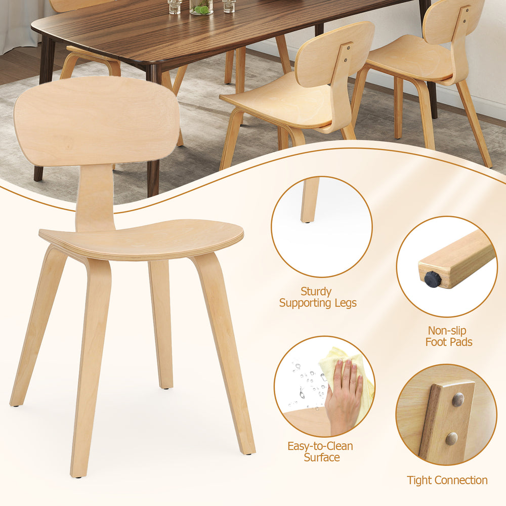 Natural wooden dining chair with ergonomic backrest and sturdy legs, perfect for kitchens and dining rooms.