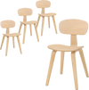 Set of 4 modern dining chairs with natural rubber wood veneer, featuring ergonomic backrests for comfort and durability.