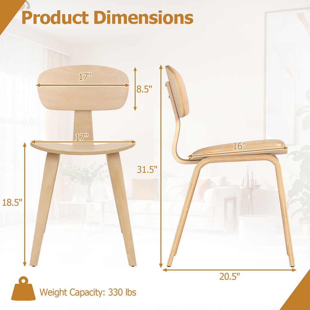 Dimensions of the Modern Dining Chair with wide seat, rubber wood veneer, suitable for kitchens and dining rooms.