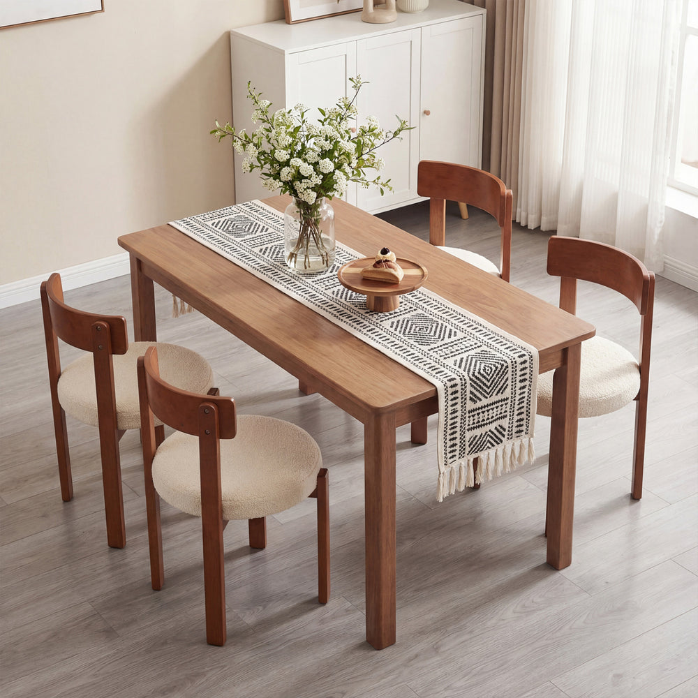 Set of two modern dining chairs with solid rubber wood legs, featuring ergonomic backrest and cozy teddy fleece.