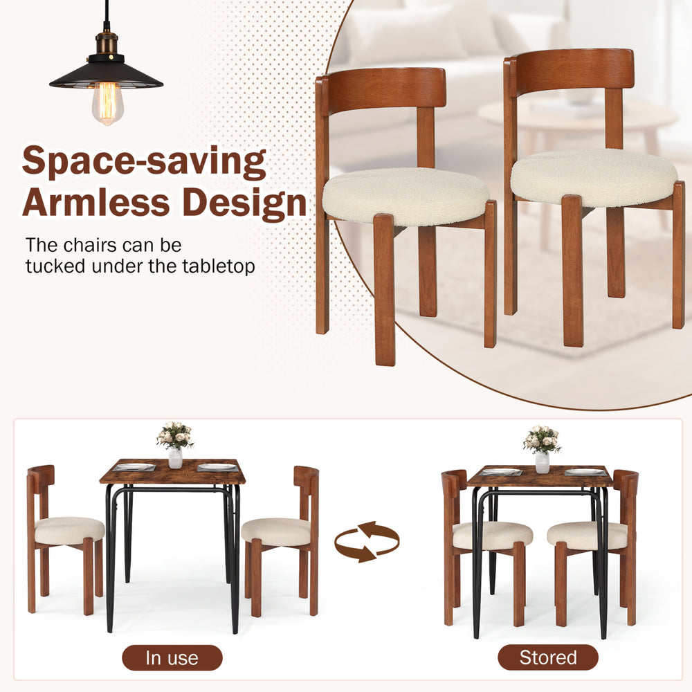 Modern dining chairs set of 2 with solid rubber wood legs, featuring armless design for space-saving and ergonomic.