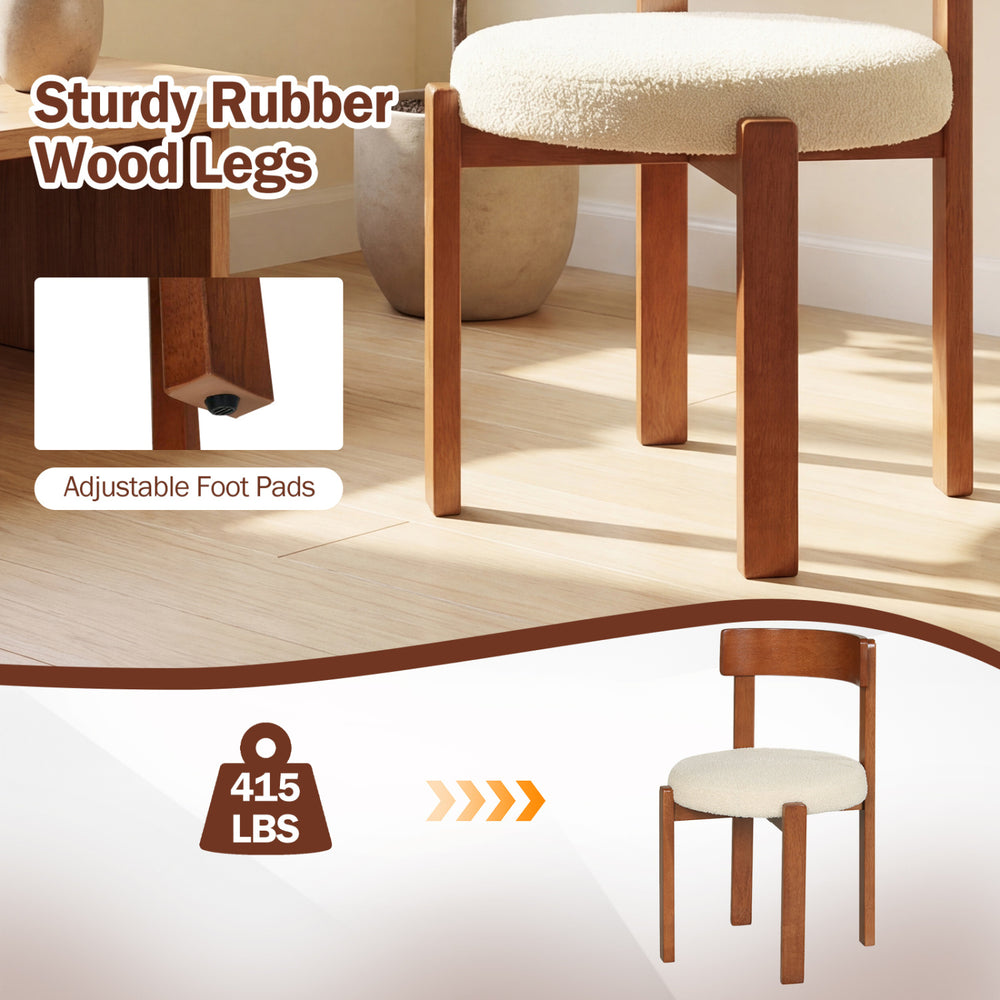 Modern dining chair with solid rubber wood legs, ergonomic curved backrest, and cozy teddy fleece seat cushion.