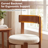 Modern dining chair with curved backrest, sponge padded seat, and rubber wood legs for ergonomic support and stability.