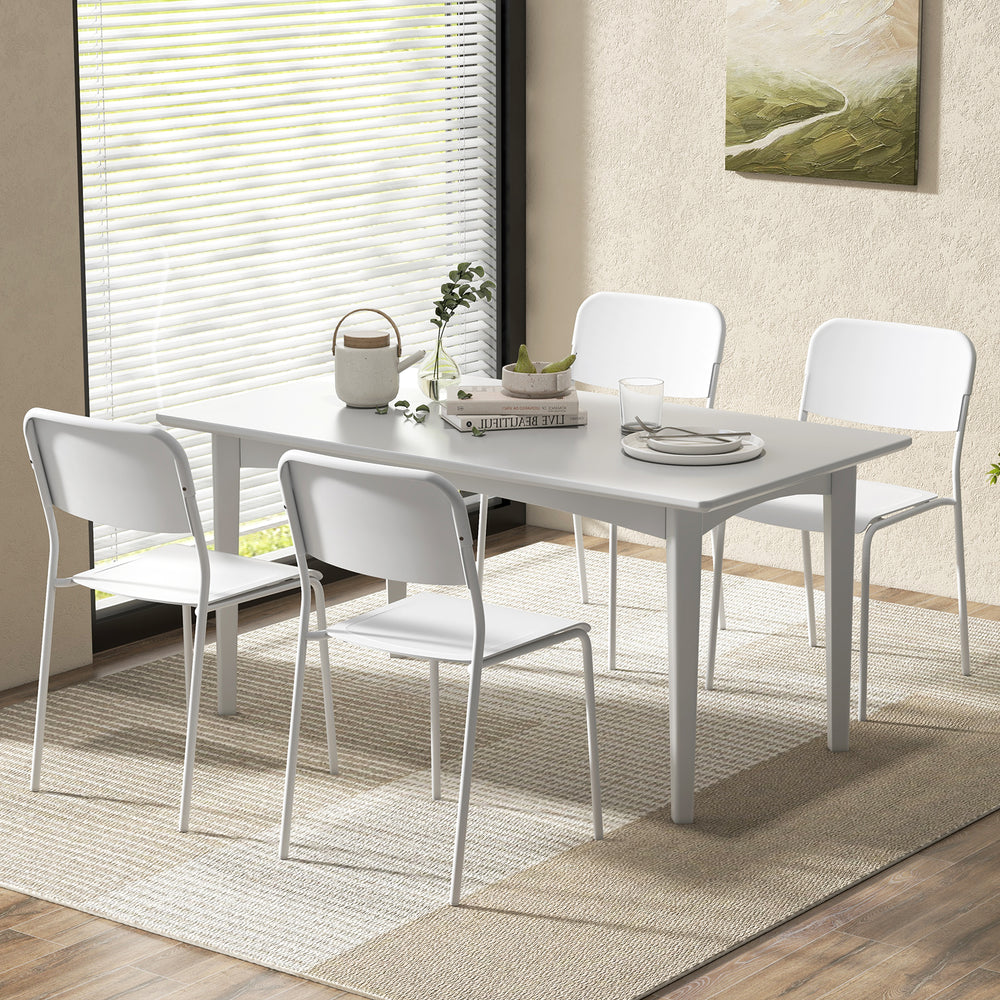 Modern Dining Chairs Set of 4 with Tilted Backrest and Sturdy Metal Legs-White - Gallery View 1 of 10
