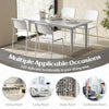 Set of 4 modern white dining chairs with tilted backrest and sturdy metal legs, perfect for stylish dining areas.