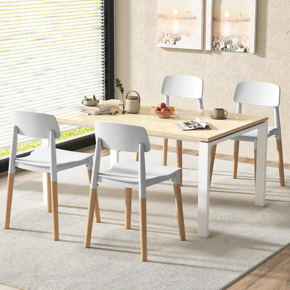 Modern Dining Side Chairs Set of 4 with Ergonomic Backrest for Dining Room-White - Gallery View 1 of 10