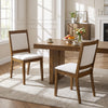 Modern dining chair set of 2 with padded beige cushions and a durable rubber wood frame for stylish comfort.
