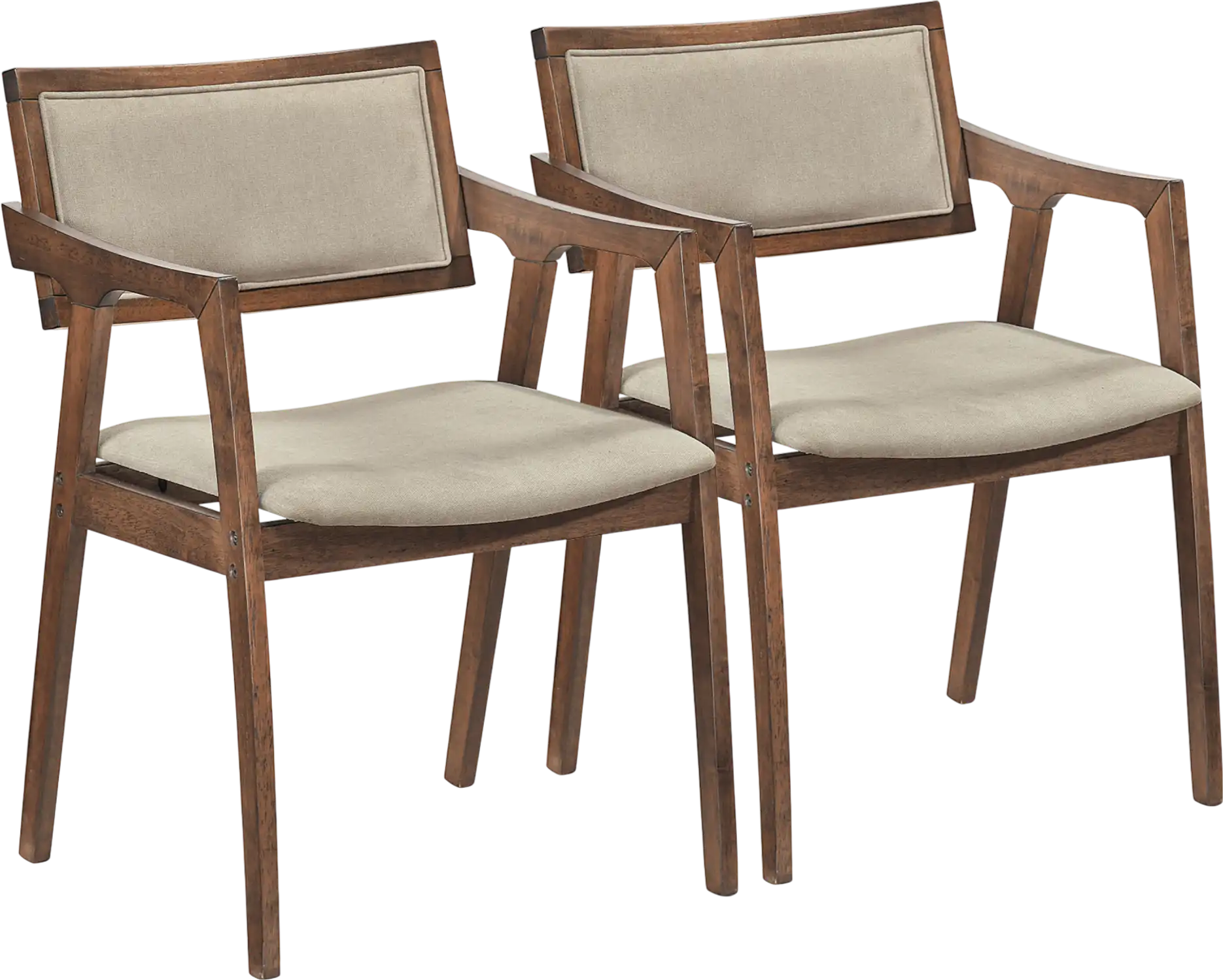 Costway Modern Fabric Upholstered Rubber Wood Dining Chairs Set of 2 with Arms 98934849 New