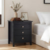 Modern Farmhouse 3-Drawer NightStand with Wood Grain Accents and Sleek Knobs-Black - Gallery View 1 of 8