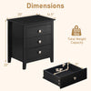 Modern Farmhouse 3-drawer nightstand in black with wood grain accents, featuring spacious drawers and sturdy support.