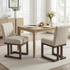 Set of 2 Modern Farmhouse dining chairs with walnut frame and thick padded seats, perfect for comfortable dining.