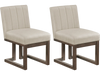 Front view of a modern farmhouse dining chair featuring a thick padded seat and walnut frame, ideal for stylish dining.