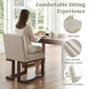 Modern farmhouse dining chair with thick padded seat and curved low back, upholstered in breathable polyester fabric.