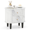 Modern 2-drawer nightstand with faux marble surface and sturdy legs, perfect for bedroom or living room storage.