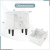 2-drawer nightstand with faux marble surface, dimensions 16"x22", ideal for bedroom or living room storage.