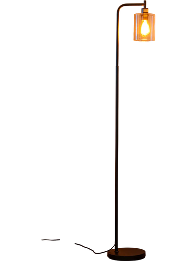 Costway Modern Floor Lamp Hanging Glass Shade Foot Switch Black 65182394 New