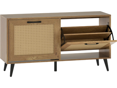 Costway Modern Freestanding Shoe Cabinet 2 Flip Drawers Adjustable Shelves Entryway 64907938 New