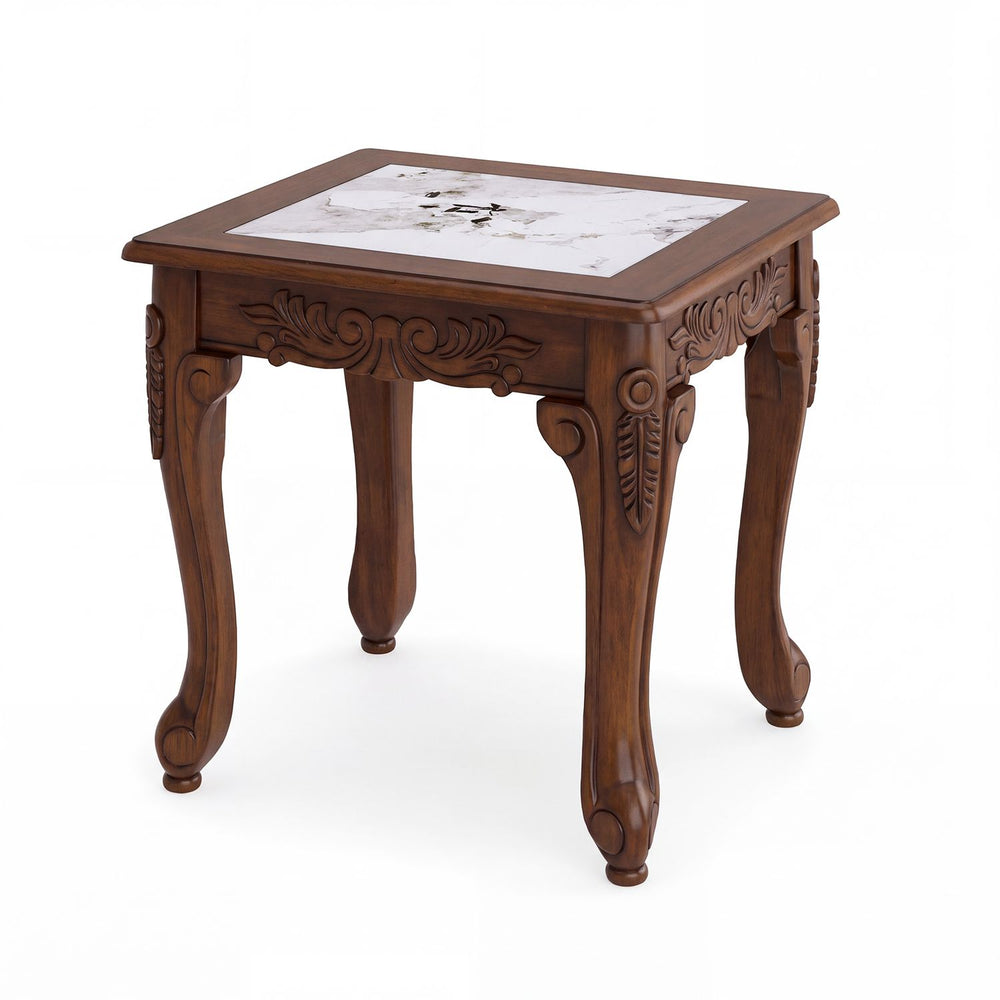 Modern Glass Coffee Table with Clear Tempered Top and Rubber Wood Base-Walnut - Gallery View 1 of 1