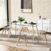 Modern Glass Rectangular Dining Table with Metal Legs-Silver - Gallery View 1 of 10