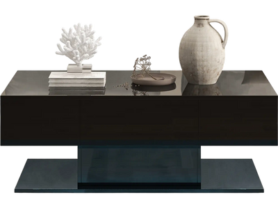 Costway Modern LED Coffee Table 2 Storage Drawers Black 72543168 New