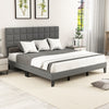 King Size Modern Linen Bed Frame with Adjustable Headboard-Gray - Gallery View 1 of 11