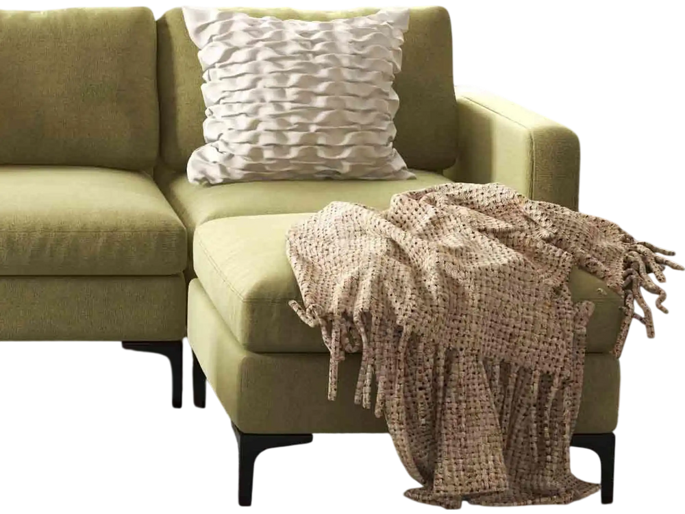Modern Living Room Set: Modular L-shaped Sectional Sofa, Lift Top Coffee Table & 3-Globe Floor Lamp