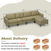 L-shaped modular sectional sofa in gray linen fabric with removable ottoman, ideal for modern living room setups.