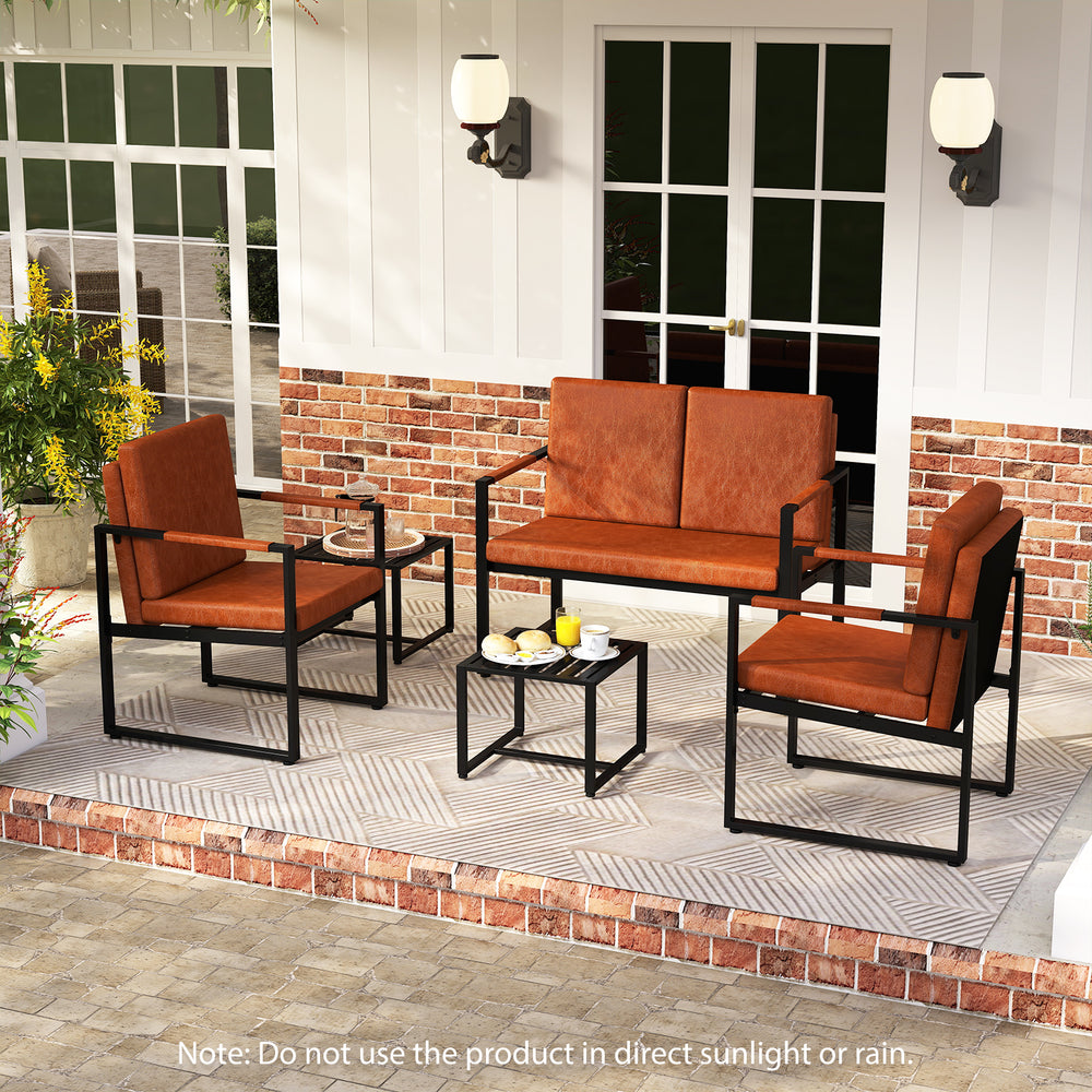 Modern Loveseat Sofa 2 Seater Small Couch-Brown - Gallery View 1 of 7
