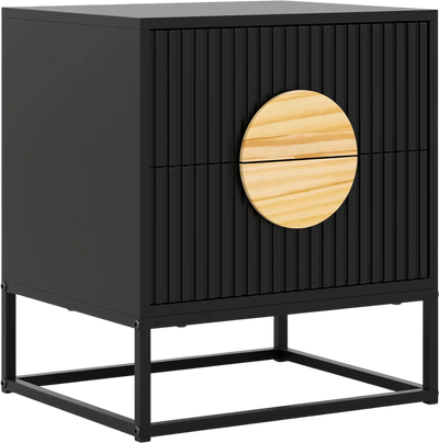 Costway Modern Mid Century Fluted Nightstand 2-Drawer Bedroom Side Table 72111082 New